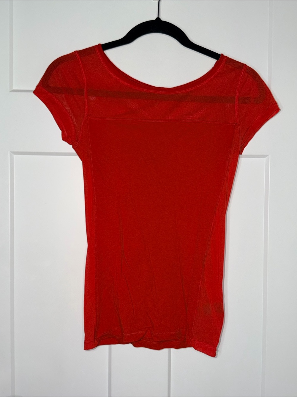 Express Cherry Red Mesh Short Sleeve